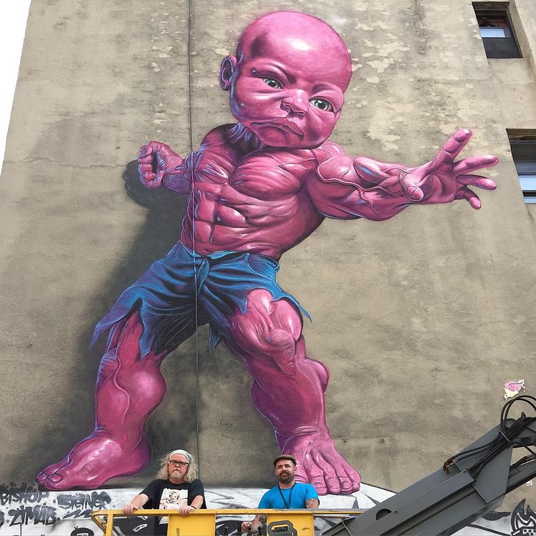 Ron English "Temper Tot", a new piece in Manhattan, New York City