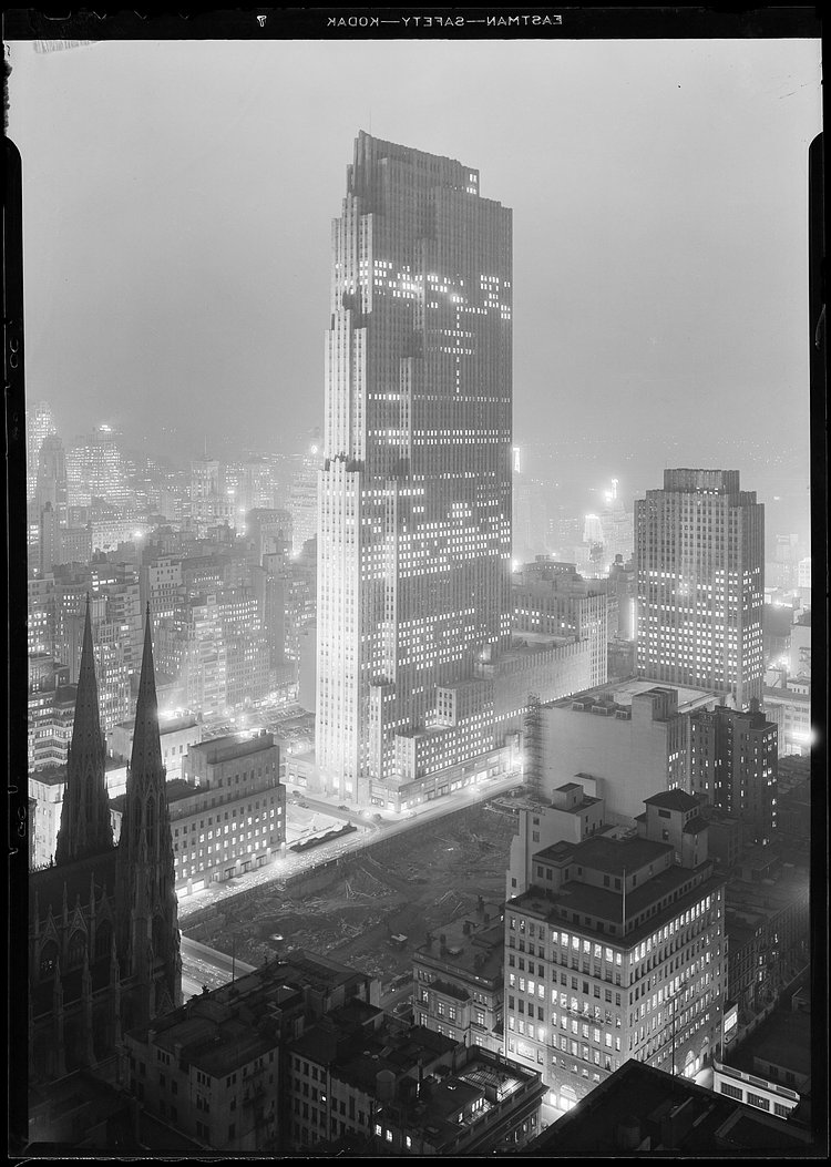 New York City views. Rockefeller Center and RCA Building from 515 Madison Ave.