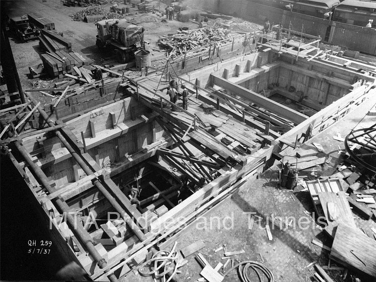 Construction on the Queens side of the tunnel, as seen on Borden Avenue.