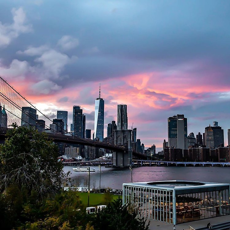 Sunset over Brooklyn Bridge Park and Lower Manhattan