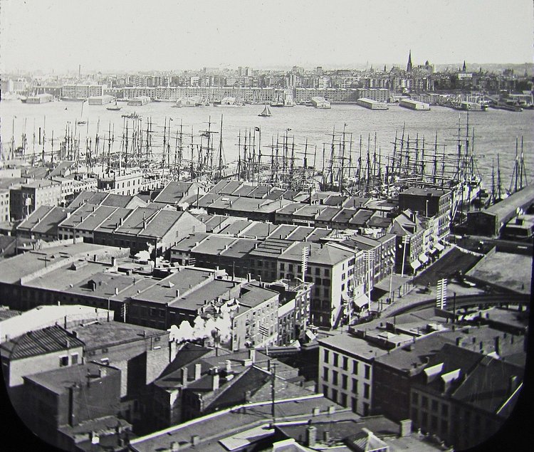A Very Early View of Lower Manhattan Looking East Towards The East River & Brooklyn circa 1892