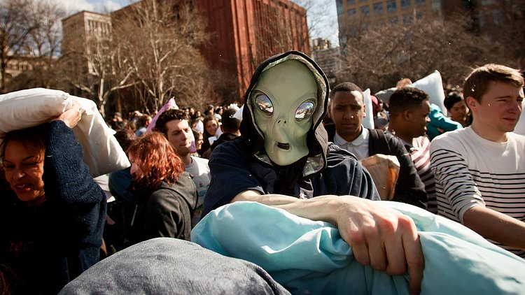 Invasion | He prepared...he knew what was coming the moment the mask went on.
International Pillow Fight Day 2014 NYC, 4/5/14
