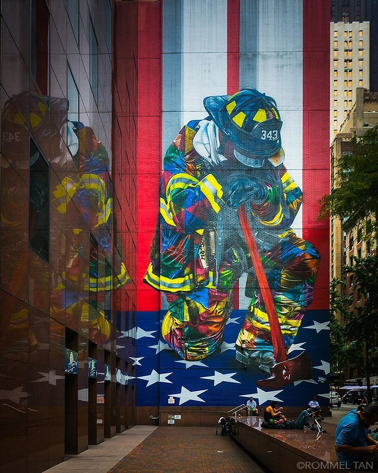 “The Braves of 9/11”, Eduardo Kobra, 2018, East 49th Street and 3rd Avenue, Manhattan