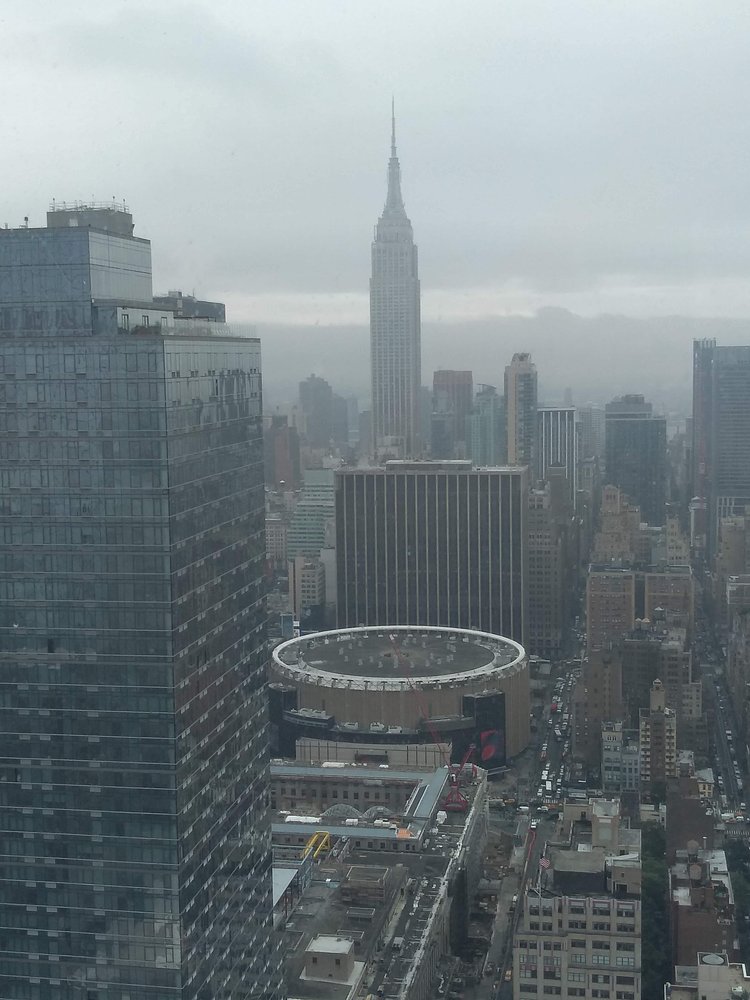 Madison Square Garden and the Empire State Building from the viewing deck at 10 Hudson Yards