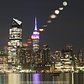 Time-lapse of the Full Moon Rising behind the Empire State Building at Sunset Day to Night Traffic