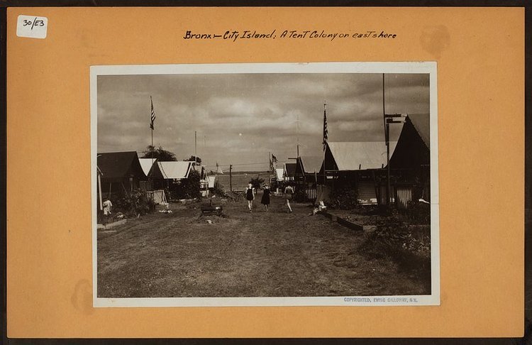 Bronx: City Island : a tent colony on east shore.