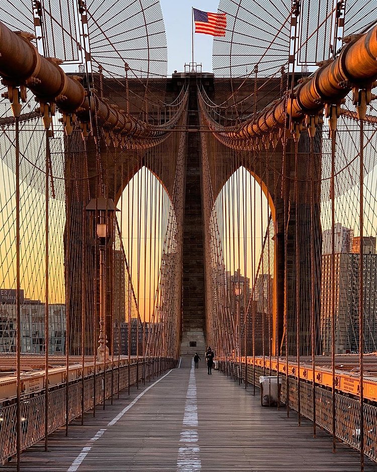 Sunset Over Brooklyn Bridge, New York