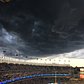 Storm clouds over Yankee Stadium tonight