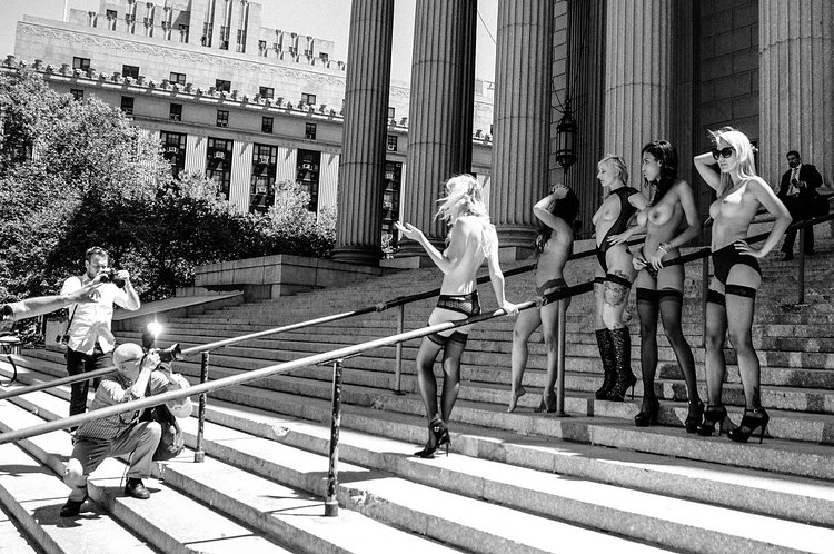 Banned ESB Photographer Protests By Shooting Topless Models at New York Supreme Court [NSFW]