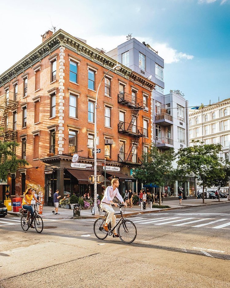 Riding down Bleecker St.