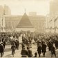 Pyramid of German helmets near Grand Central Terminal : black-and-white photoprint, ca. 1918.