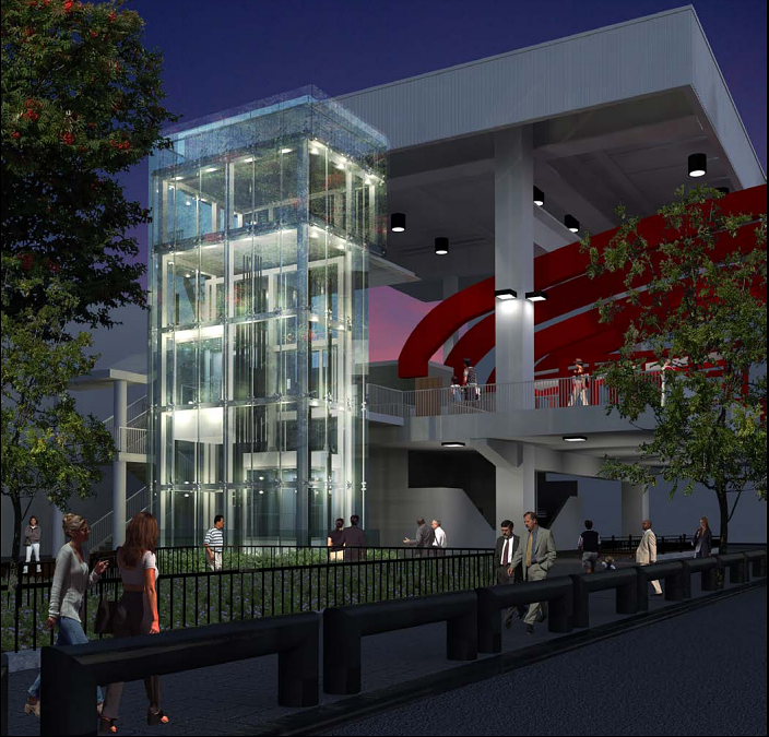 Rendering of one of the new elevators to be installed on the Manhattan side