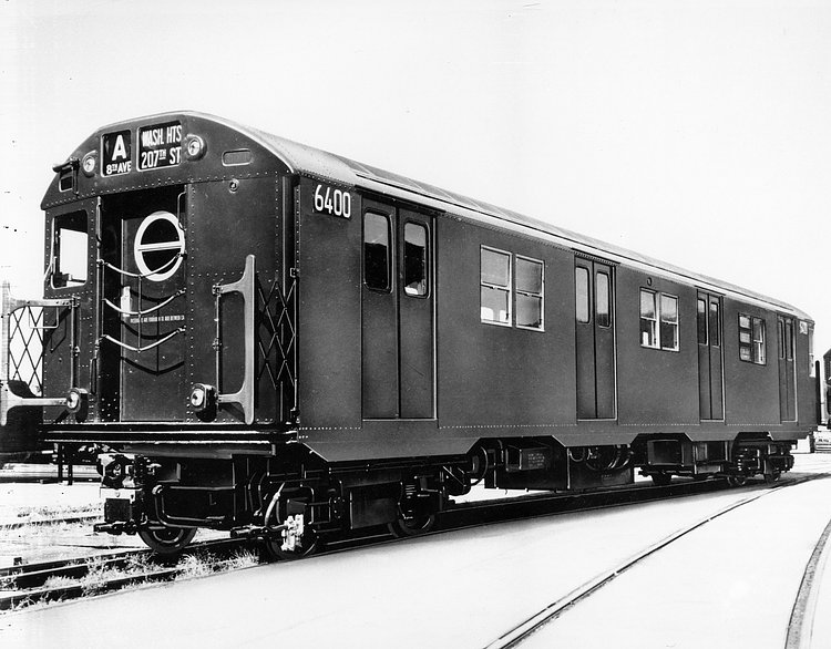 This is an undated photo of a New York City subway car, the "A" train.