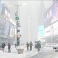 Snow scenes from Times Square New York City. 2021 Northeast snowstorm.