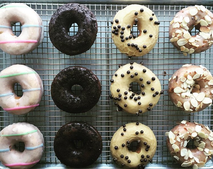 It's Sunday..treat yourself to some donuts!! Grab a dozen or two...before we sell out. We close at 3pm today.  #Carwash #darkchocolate #passionfruit #brownbutter  #eeeeeats #feedfeed #nyceats #forkyeah #zagat #huffposttaste #eaternyc #timeoutny