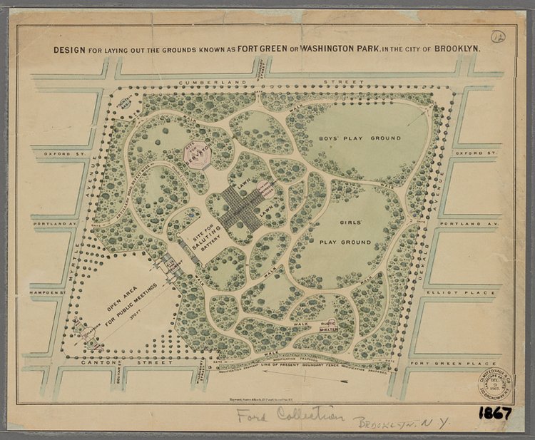 Design for Laying out the Grounds Known as Fort Green or Washington Park, in the City of Brooklyn (1867)