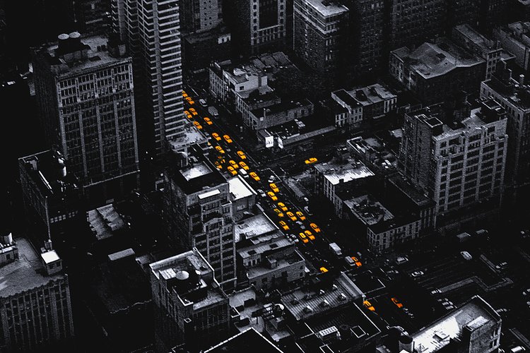 Bright Yellow Taxis | It's hard to believe ten years have passed since I created this. This image was one of my most popular pictures early on. And even though I would shoot this differently today, I still think this photo holds up.