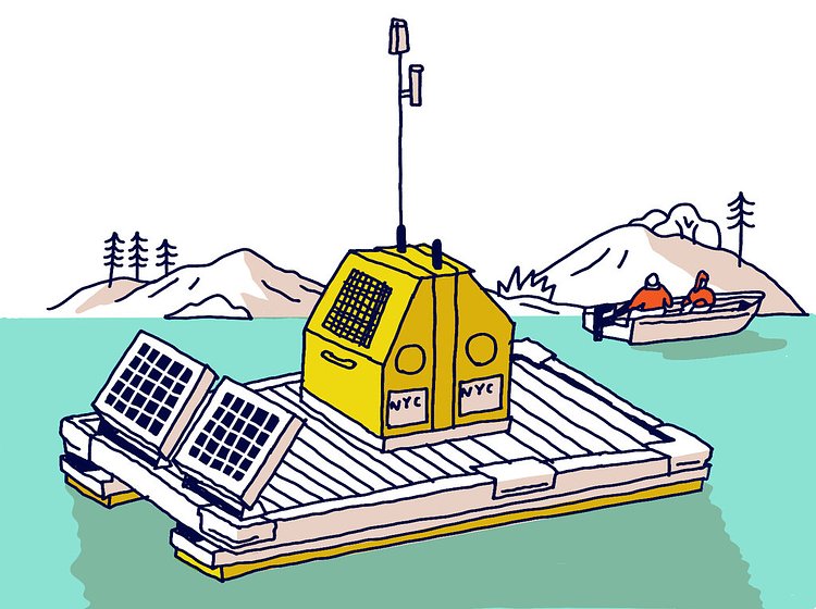 The Catskill and Delaware Aqueducts feed into the Kensico Reservoir, where robotic buoys transmit information about water quality. Chlorine, which kills bacteria, and fluoride, for dental health, are added.