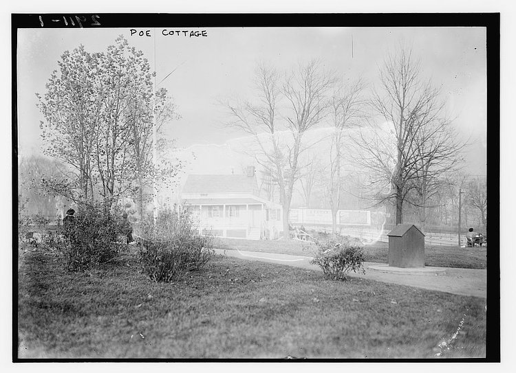 Poe Cottage  (LOC) | Bain News Service,, publisher.

Poe Cottage

[between ca. 1910 and ca. 1915]

1 negative : glass ; 5 x 7 in. or smaller.

<b>Notes:
</b> Title from unverified data provided by the Bain News Service on the negatives or caption cards.
Forms part of: George Grantham Bain Collection (Library of Congress).

<b>Format: </b> Glass negatives.

<b>Rights Info: </b> No known restrictions on publication.

<b>Repository: </b> Library of Congress, Prints and Photographs Division, Washington, D.C. 20540 USA, <a href="http://hdl.loc.gov/loc.pnp/pp.print" rel="nofollow">hdl.loc.gov/loc.pnp/pp.print</a>

General information about the Bain Collection is available at <a href="http://hdl.loc.gov/loc.pnp/pp.ggbain" rel="nofollow">hdl.loc.gov/loc.pnp/pp.ggbain</a>

<b>Higher resolution image is available (Persistent URL): </b>  <a href="http://hdl.loc.gov/loc.pnp/ggbain.14855" rel="nofollow">hdl.loc.gov/loc.pnp/ggbain.14855</a>

<b>Call Number: </b> LC-B2- 2911-1

