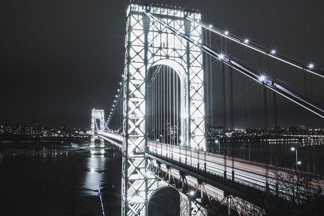 George Washington Bridge Illuminated at Night