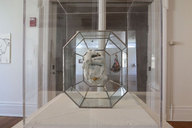 A piece by TJ Volonis inside the Eutopia exhibition at Snug Harbor Cultural Center and Botanical Gardens.