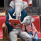 This is the second of two father and son pieces I painted for my last solo show. I loved the Babar books when I was a kid and painting this really brought me back to my childhood when my parents read to me all the time. I’m finishing up several new father/son paintings for my show coming up in New York at @spoke_art. 'LAX / JFK' is being curated by the folks at @thinkspace_art and opens on November 11th from 6-10 PM. Save the date! 🐘📕
Prints of this painting available at grabelsky.etsy.com