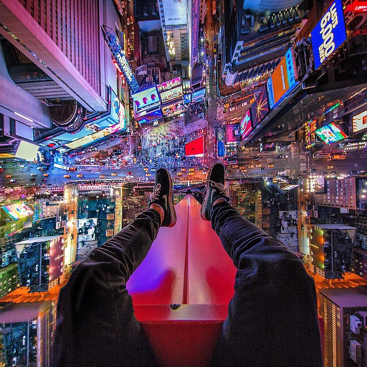 • Bright Lights, Long Nights • 
One of the craziest experiences of NYC was this moment, sat above the world, looking down at the sprawling Time Square illuminated, 24/7, by the thousands of lights, it was a very satisfying moment! Big shout to @finestgearnyc and @mjinnyc who took me round most nights while I was there / you guys rock 👍 ❤️