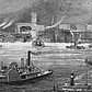 View of New York City Harbor with the Staten Island ferry(far left).  The South ferry (right).  Photo from September 27th 1884.