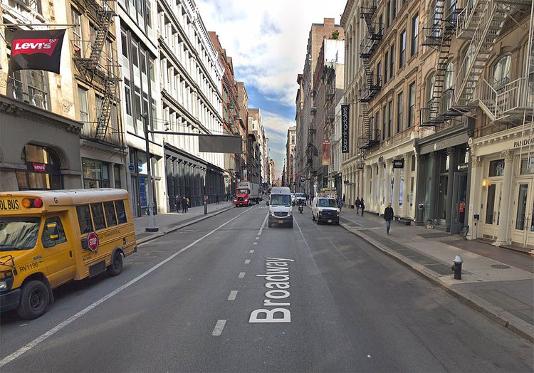 Broadway & Broome St., Google Maps (screenshot)