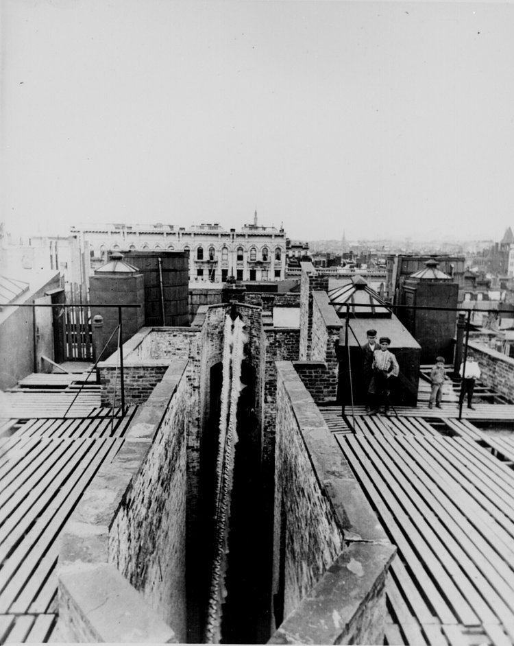 Airshaft of a dumbbell tenement, New York City, taken from the roof