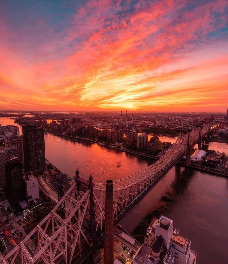 Sunrise over Roosevelt Island and Queens, New York