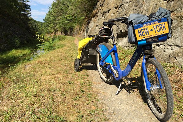 Tanenhaus marks mile 155 of the dusty C&O Canal Towpath, near Paw Paw, WV.