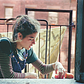 Meggin on Fire Escape, Fifth Street Squat, 1995