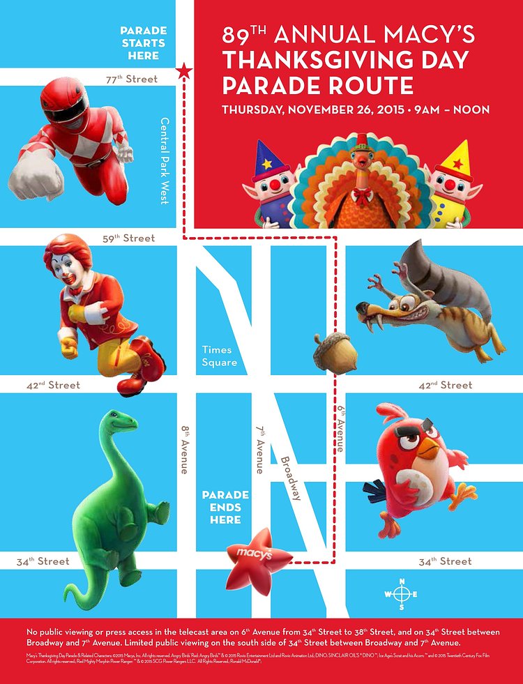 89th Annual Macy's Thanksgiving Day Parade Route
