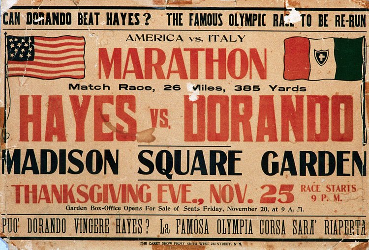 A journalist from the Times called the Olympic rematch between Johnny Hayes and Dorando Pietri “the most spectacular foot race that New York has ever witnessed.”