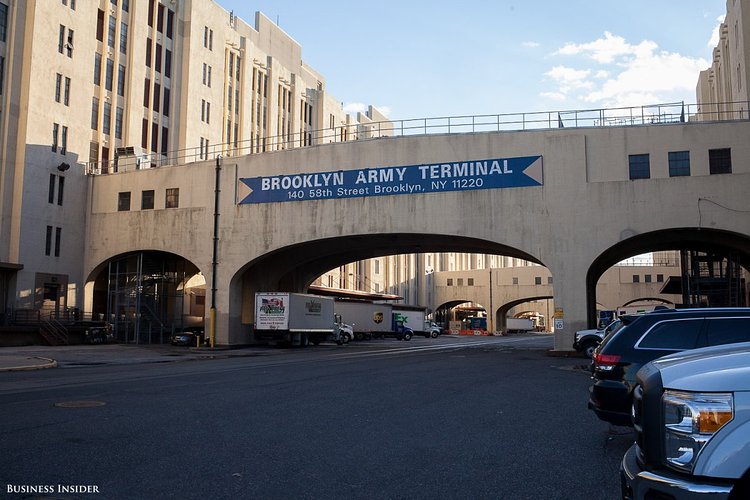 Here's a look outside, between two of the main buildings. The city bought BAT from the Department of Defense in 1981 for $8.5 million, $4.5 million of which was a grant from the federal government. Essentially, it sold for $1 per square foot.