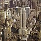 Aerial view of the 102-story Empire State Building and its surrounding area in the Fall of 1972.