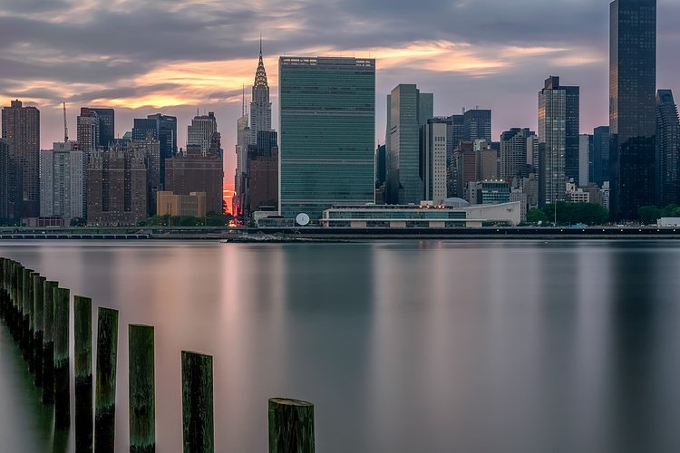 Cloudy Manhattanhenge Sunset | View From Long Island City