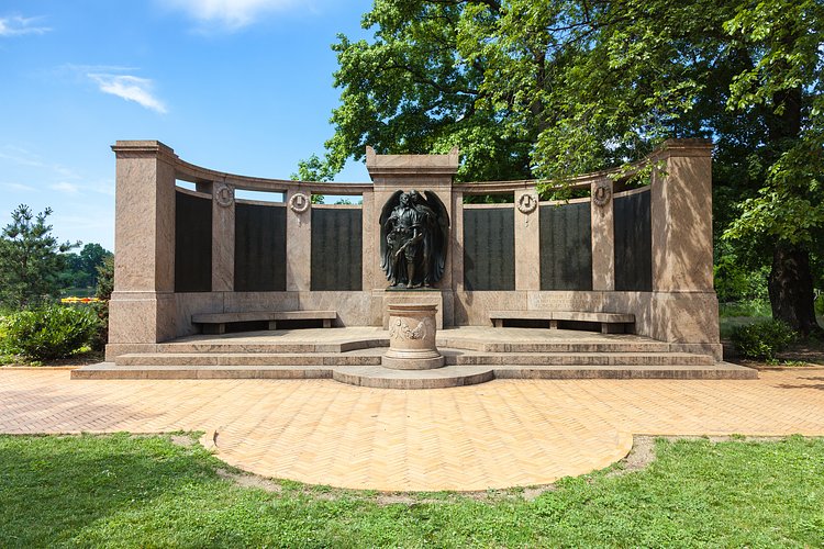 Prospect Park War Memorial | The recently restored Prospect Park War Memorial in Brooklyn, by architect Arthur D. Pickering with its central bronze sculptural group of a wounded soldier with a veiled angel of death by sculptor Augustus Lukeman.