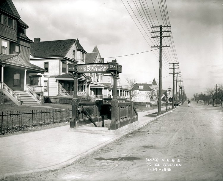 1916. The western 77th Street entrance, dated the day before it opened to the public. Photo courtesy the New York Transit Museum.