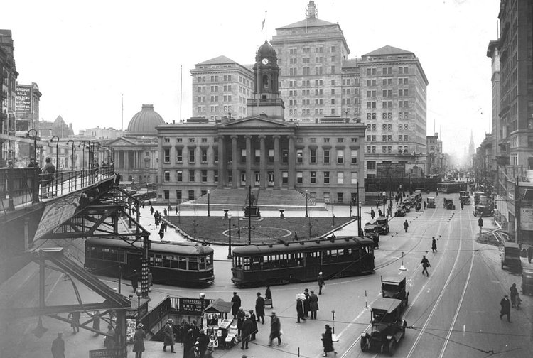 Brooklyn Borough Hall, Court Street toward Joralemon Street (December 1925)