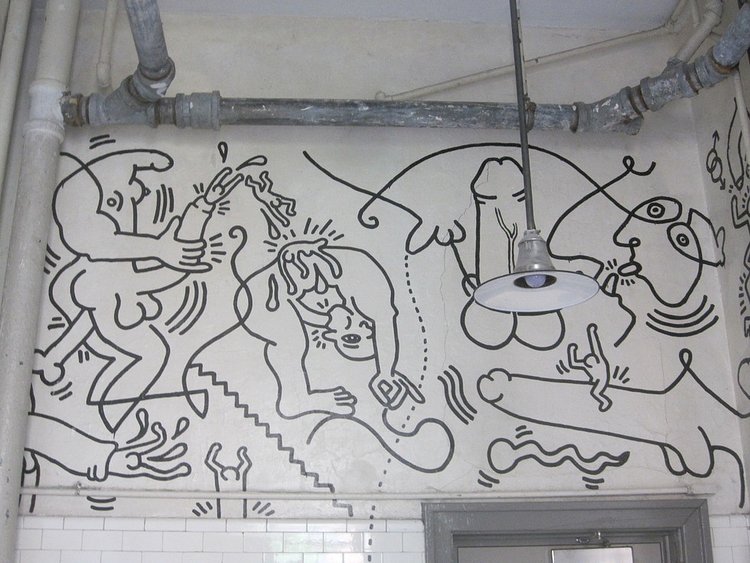 Keith Haring's "Once Upon a Time" Bathroom Mural in The Center