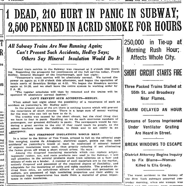 1 Dead, 210 Hurt in Panic in the Subway; 2,500 Penned in Acrid Smoke For Hours