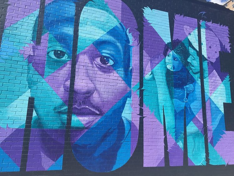 "I Just Want to Come Home," a mural addressing the relationship between police and young men of color.