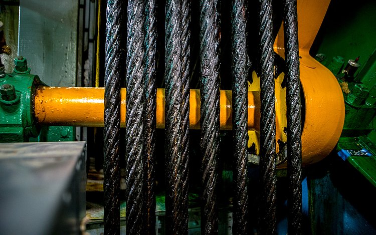 The cables that hold up the bridge.