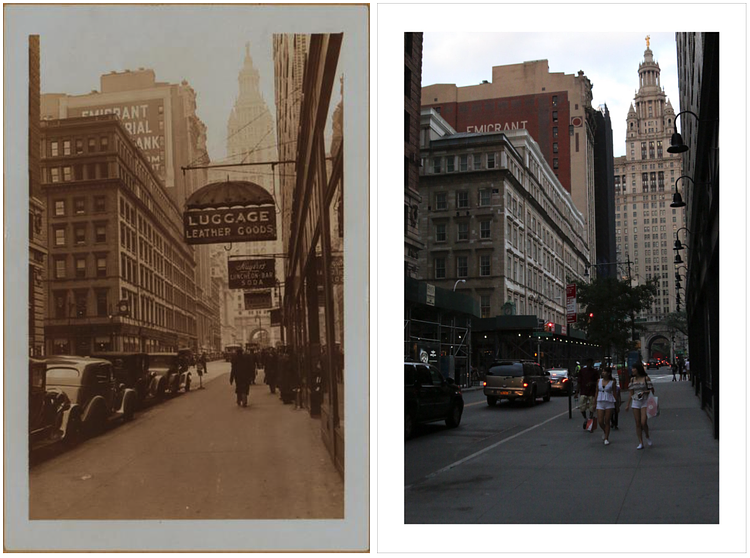 Chambers street, north side, facing east towards and including Broadway and Centre street (P.L. Sperr, 1936). November 6, 1936 // July 4, 2017