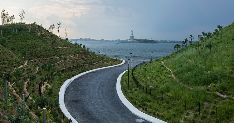 A sprawling new park brings a bit of wonder — and unparalleled views of Manhattan and Brooklyn — to Governors Island. Here, two of the island’s new hills, the highest of which is 70 feet above sea level.