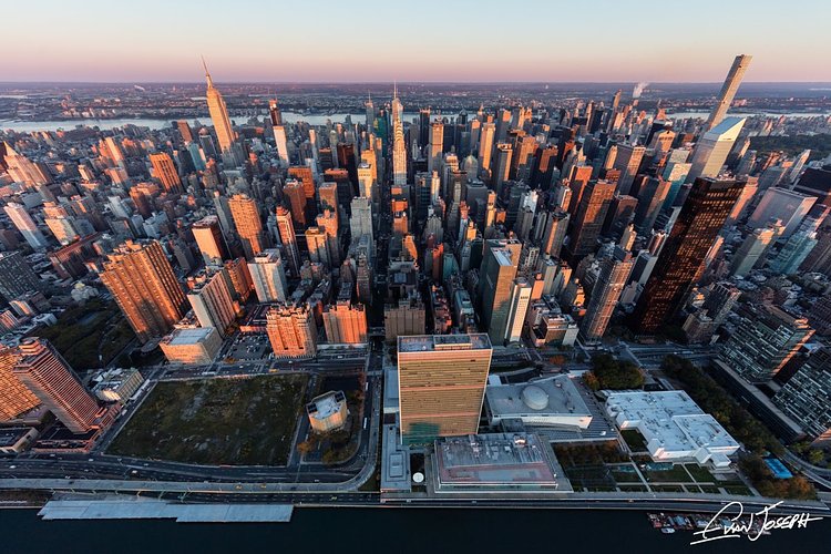 Midtown East and the United Nations building at sunrise
