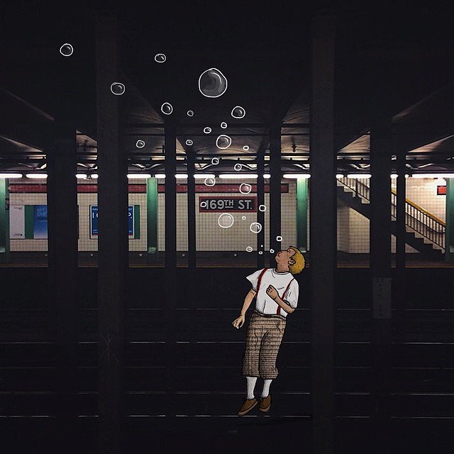 Bubble show on 169th street

The subway shot by who else than @underground_nyc check this fella !