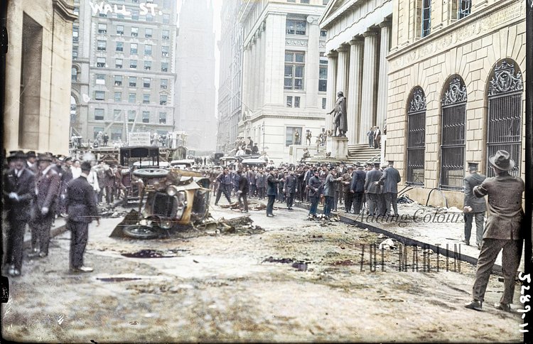 Bombing on Wall Street, 1920 (Colorized)
